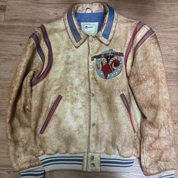 아비렉스 크랙 레더 바시티 자켓