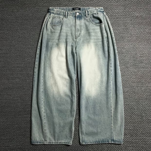 LJ JEAN 빈티지 와이드 벌룬핏 연청 워싱 데님 팬츠o 6158