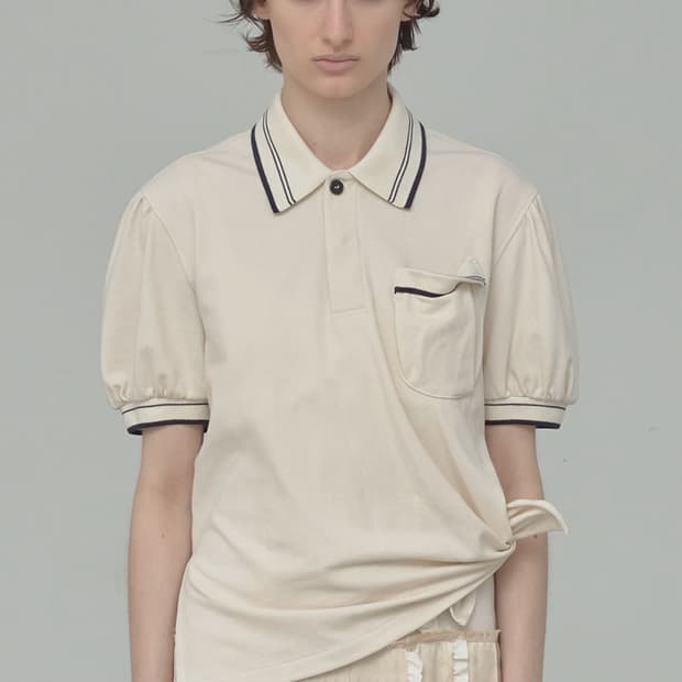 오픈와이와이 퍼피 피케이 폴로 반팔,크림색