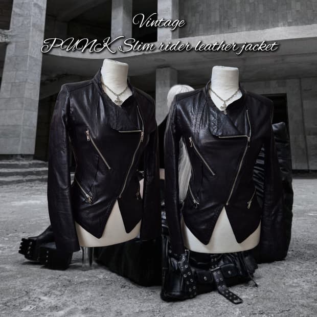 Vintage PUNK Slim rider leather jacket