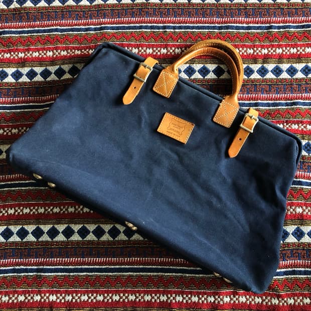 Heritage Leather Co 네이비 캔버스 토트백