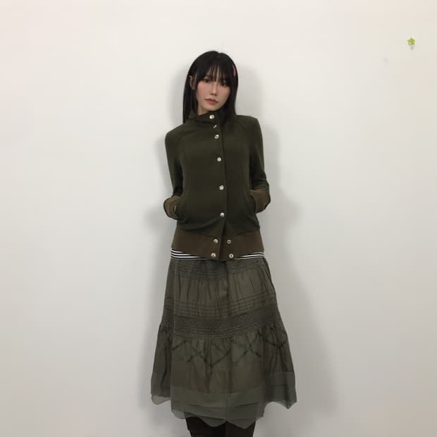 Jpn Khaki Fleece Stand Collar Jacket