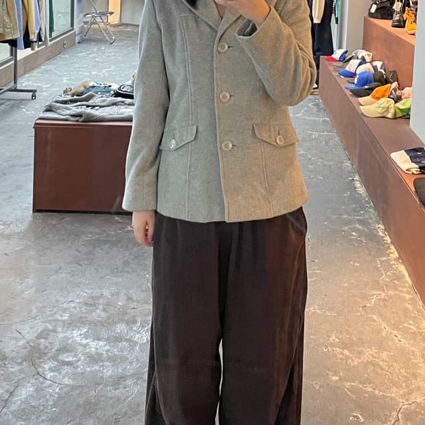 JPN 빈티지 앙고라 3버튼 차콜 숏 코트 H939