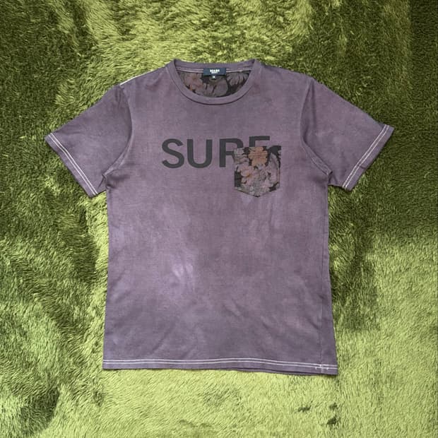 [M] Beams 빔즈 하트 SURF 핸드 다잉 포켓 티셔츠 퍼플