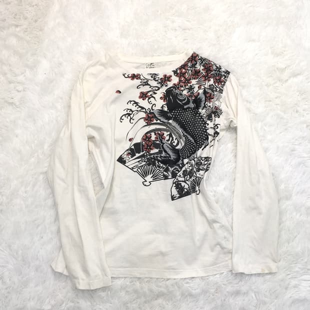 일본빈티지 오리엔탈 프린팅 긴팔 티셔츠