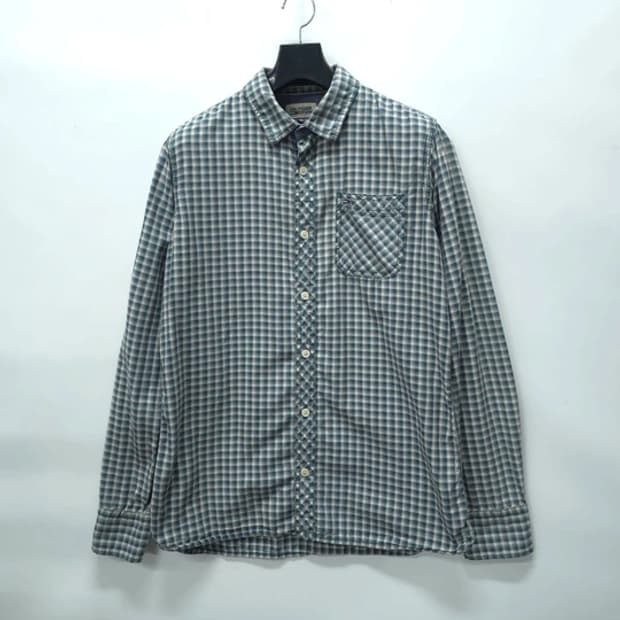 힐피거데님 남성 블루 그레이 체크패턴 캐주얼셔츠 (95~100)