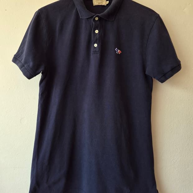 메종키츠네 남성 네이비PK반팔카라티셔츠
