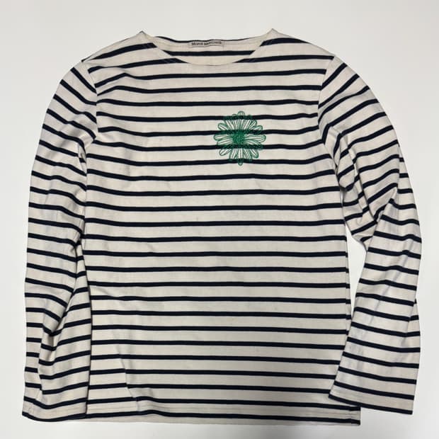 마르디 메크르디 플라워 스트라이프 긴팔 티셔츠 M
