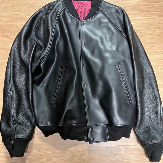 글린파크 바시티 레더 자켓 블랙 XL