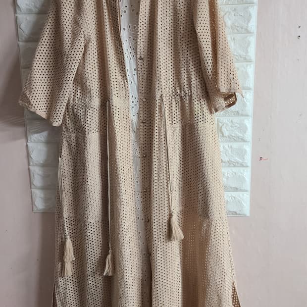 펀칭 레이스 롱 가디건 베이지색(프리)