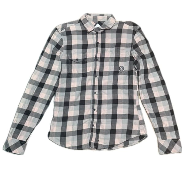 Disel 핑크그레이 자수 웨스턴 체크셔츠