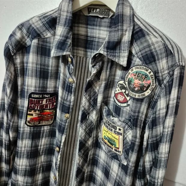 JEEP 지프 정품 요즘유행 검정 체크 셔츠 s~XL모두 예쁨
