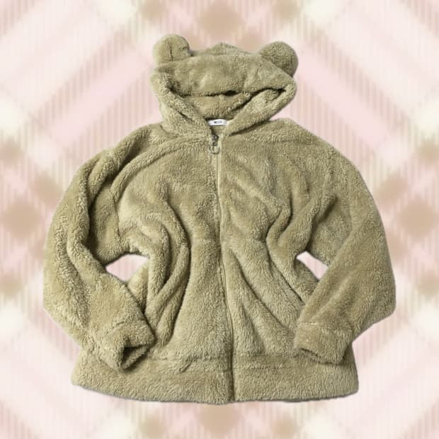 라떼 브라운 쿠마미미 후드집업 히메 갸루 러블리 로걀 모리 빈티지