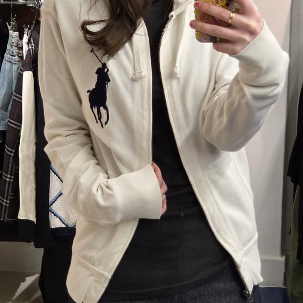 PRL 폴로 랄프로렌 화이트 빅 포니 후드집업