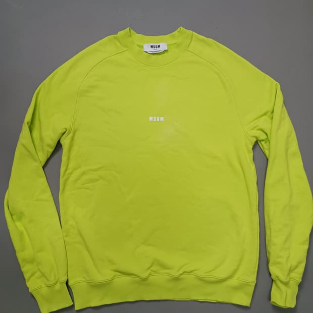 [L] MSGM 밀라노 형광 라임 맨투맨 티셔츠