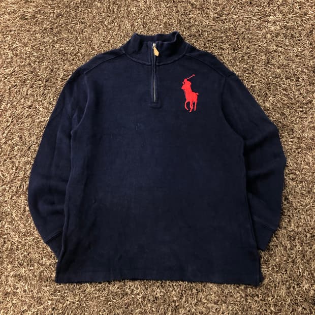 L 폴로 랄프로렌 걸스 빅포니 반집업 니트