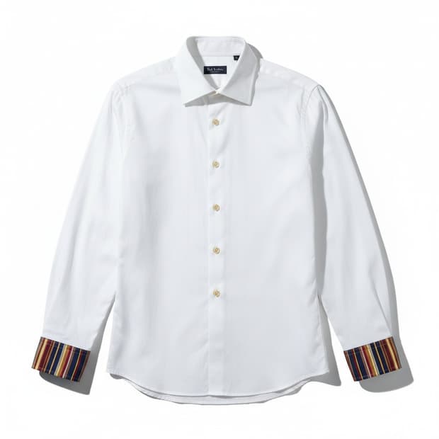 폴스미스 화이트 셔츠 소매 배색