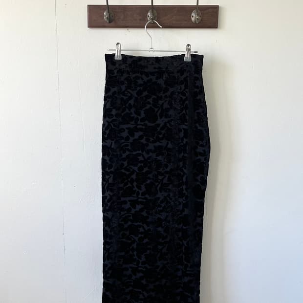 japan vtg 벨벳 플라워 밴딩 스커트