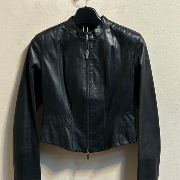 막스마라 레더 집업 재킷