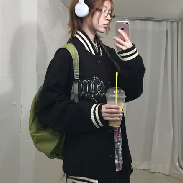 빈티지 딥 브라운 대학생 데일리 캐주얼 코디 세트