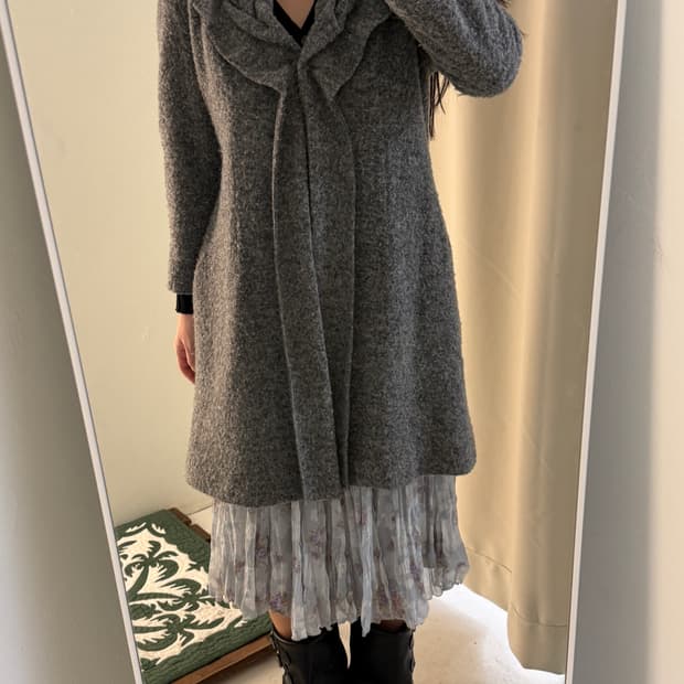 일본빈티지 러플프릴 롱 가디건코트