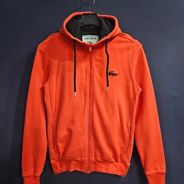 라코스테 오렌지컬러 남성 슬림핏 95 후드집업 