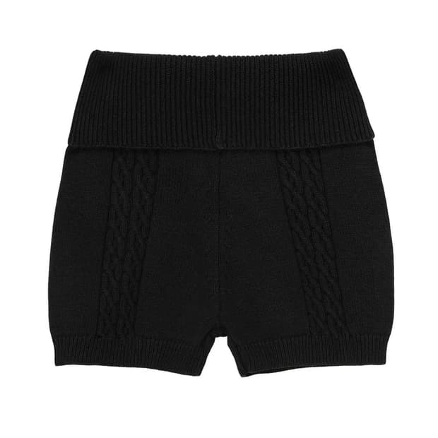 허그유어스킨 케이블 니트 쇼츠 블랙