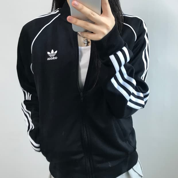 Adidas 아디다스 블랙 슈퍼스타 트랙탑
