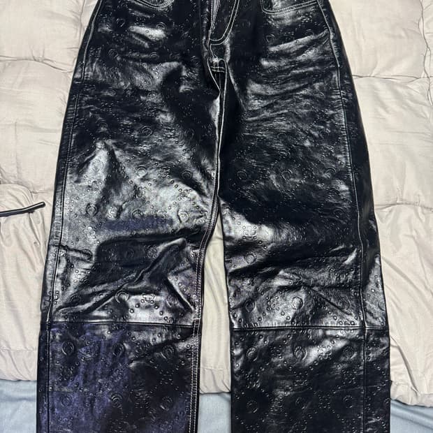 마린세르 송아지가죽 일자핏 팬츠