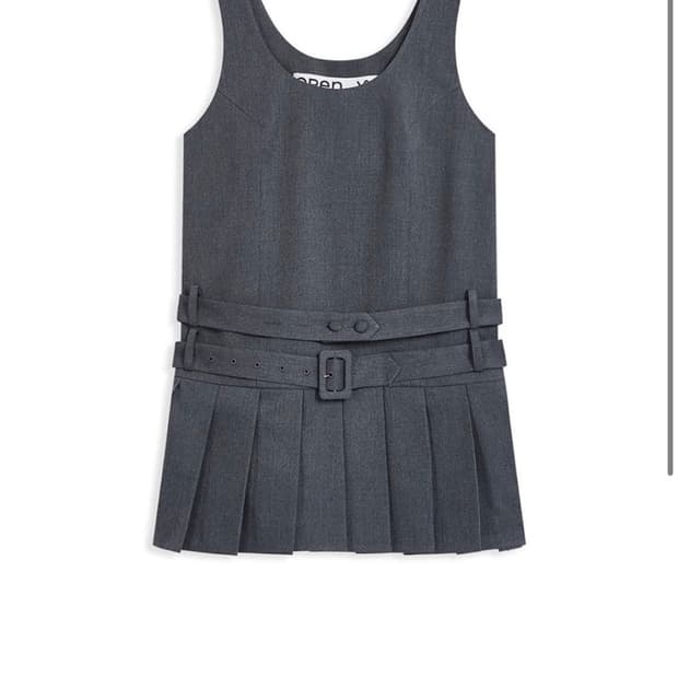 Open yy BELTED PLEATED MINI DRESS, GRAY 