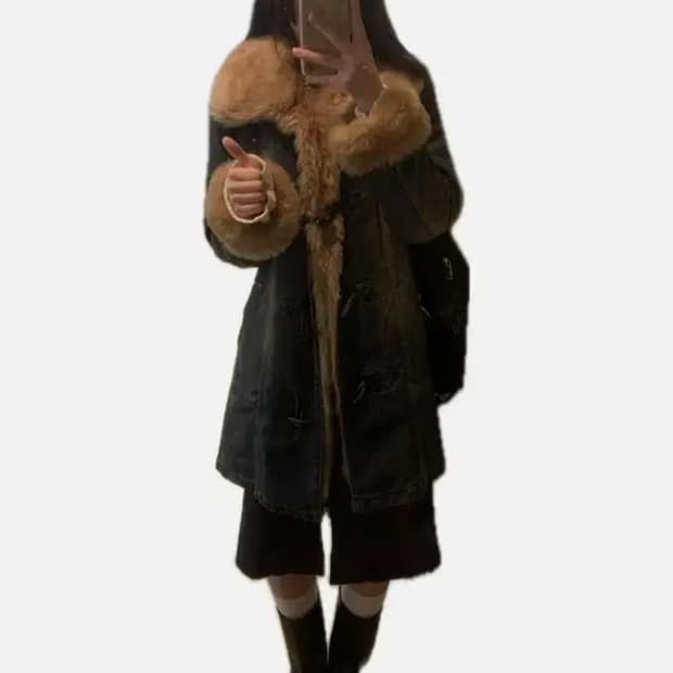 빈티지 데님 퍼 떡볶이코트