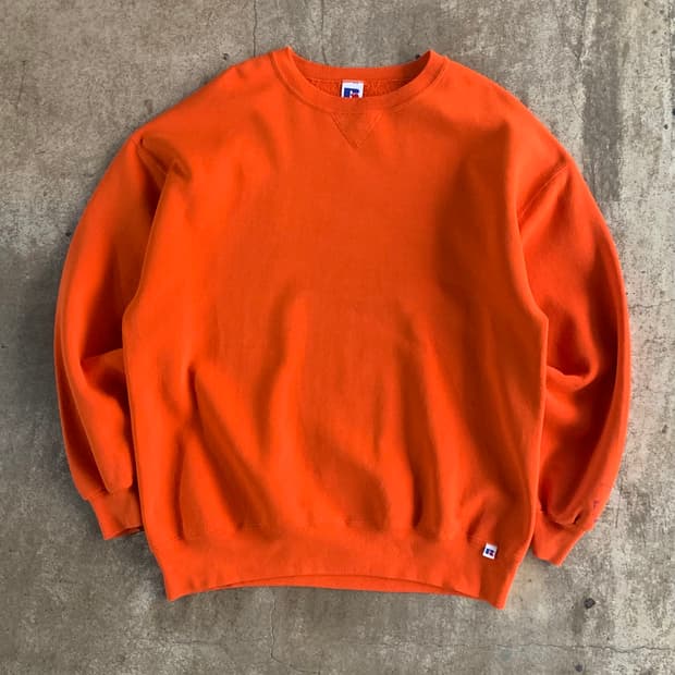 90s 러셀 애슬레틱 튜블러 스웻셔츠 오렌지