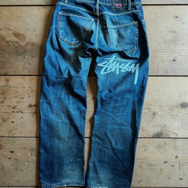 [올드 스투시] 00's 러프 앤 러기드 빅 로고 데님 팬츠