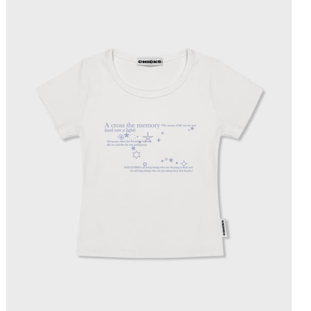 칙스 프린팅 로고 화이트 반팔 크롭