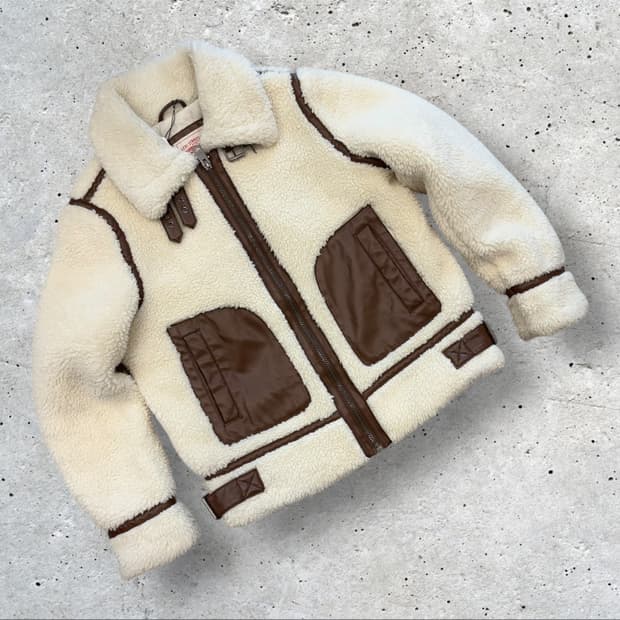 [S] 리바이스 양털 보아 퍼 자켓 화이트 브라운 B633