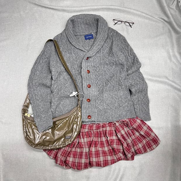 Red Check Balloon Skirt
