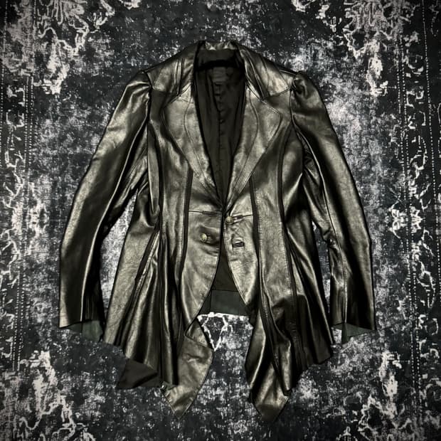 00s Mode Shirring Ramskin Leather Jacket