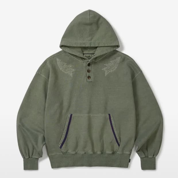 카락터 후드 Garment dyed button hoodie / Pigm