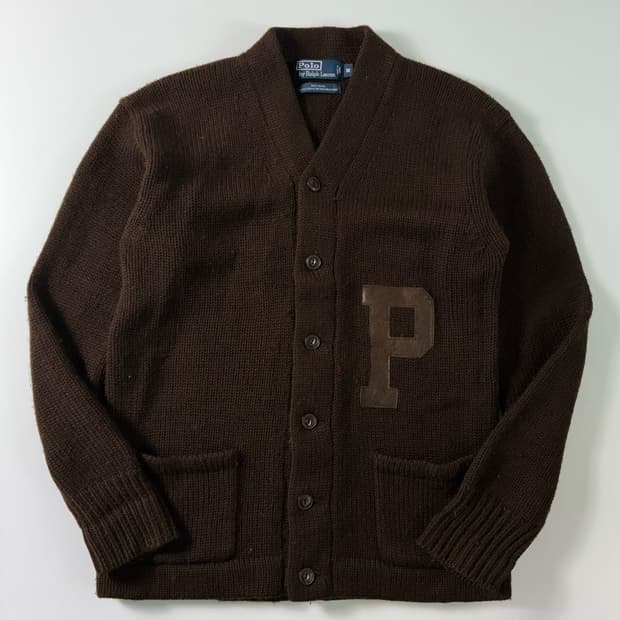Polo  폴로 랄프로렌 울 레터맨 브라운 니트 가디건 