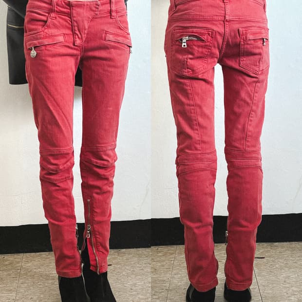 발망 데카르넹 로우라이즈 레드 바이커데님