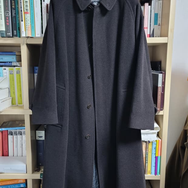 빈티지 버버리 원패널 발마칸 코트 블랙 다크브라운