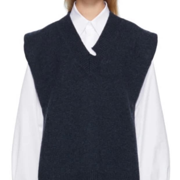 [S] Masion Margiela 디스트로이드 니트 베스트 네이비