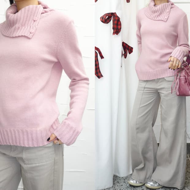 blush buttoned knit
