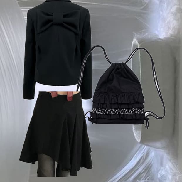 체메씨 다인리 개강룩 초봄룩 올블랙 자켓 레이어드 코디세트