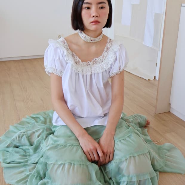 콜로신스 Nora Shimmering Skirt 스커트 치마 민트