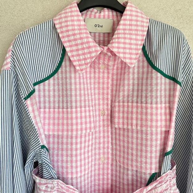 새) 오즈세컨 지지미 블럭원피스