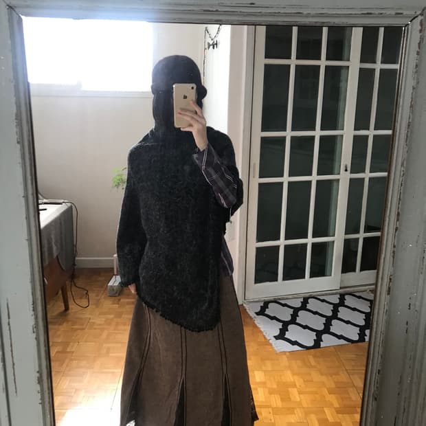 vintage turtle neck charcoal cape