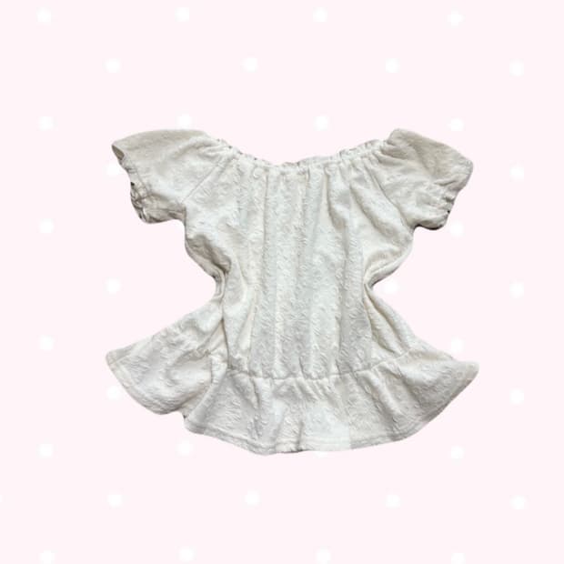 일본빈티지 잉그니 아이보리 오프숄더 펀칭 라떼갸루 히메갸루