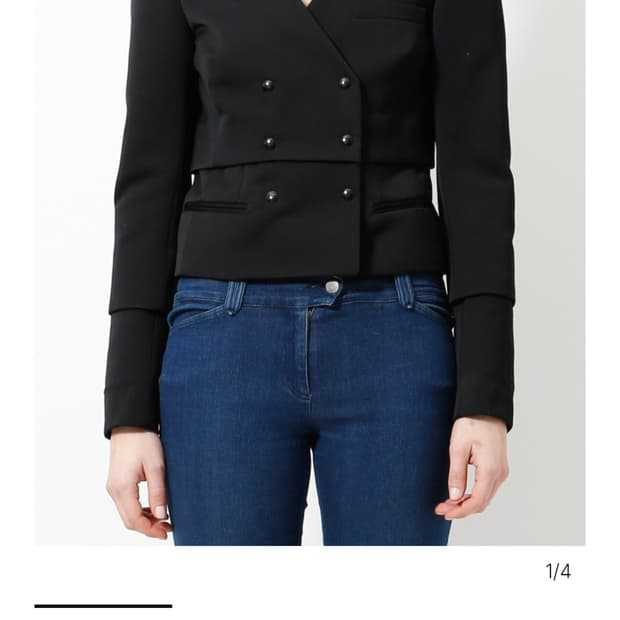 발렌시아가 블랙 노카라 더블 크롭 자켓