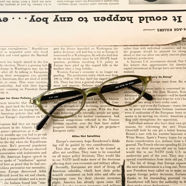 [픽키-619] 카키 투명 브라운 팁 뿔테 안경 데드스탁 빈티지 